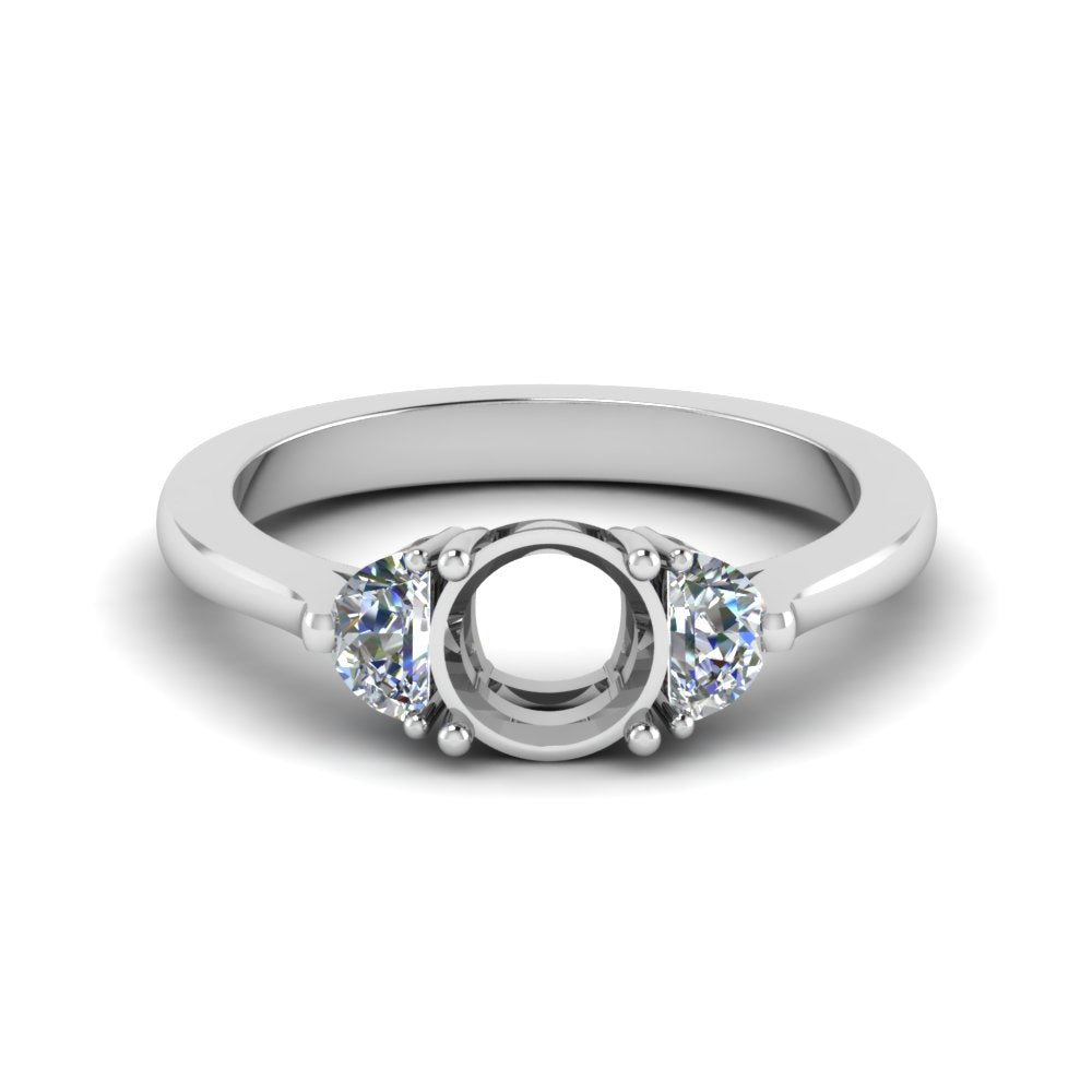 Semi Mount Half Moon Accent Engagement Ring