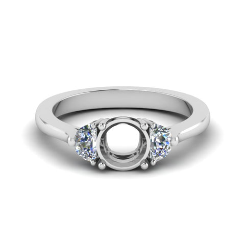Semi Mount Half Moon Accent Engagement Ring