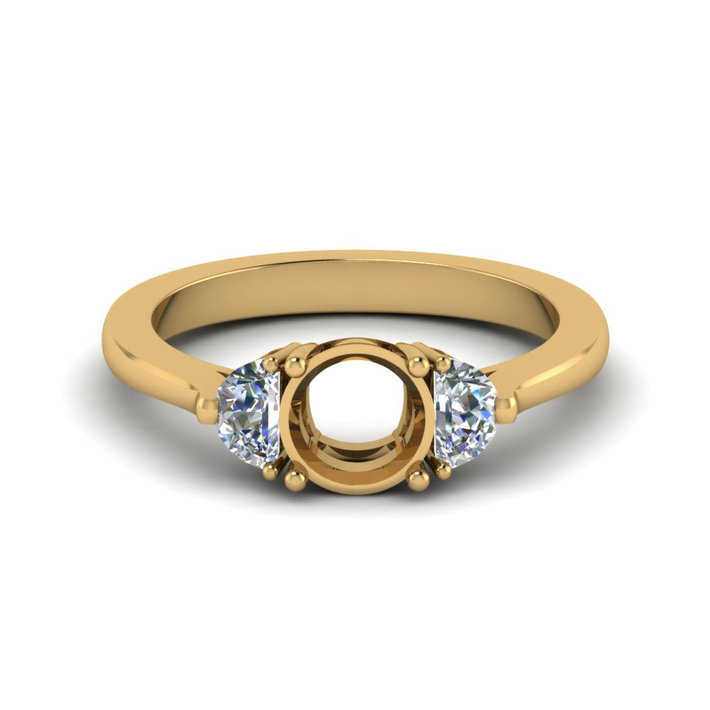 Semi Mount Half Moon Accent Engagement Ring
