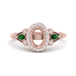 Load image into Gallery viewer, semi-mount-diamond-halo-edwardian-engagement-ring-with-emerald-in-FD9778SMRGEMGR-NL-RG
