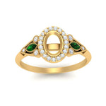 Load image into Gallery viewer, semi-mount-diamond-halo-edwardian-engagement-ring-with-emerald-in-FD9778SMRGEMGR-NL-YG
