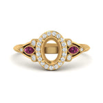Load image into Gallery viewer, semi-mount-diamond-halo-edwardian-engagement-ring-with-pink-sapphire-in-FD9778SMRGSADRPI-NL-YG
