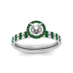 Load image into Gallery viewer, semi-mount-emerald-halo-wedding-ring-set-in-white-gold-FD8523SMGEMGR-NL-WG
