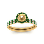 Load image into Gallery viewer, semi-mount-emerald-halo-wedding-ring-set-in-yellow-gold-FD8523SMGEMGR-NL-YG
