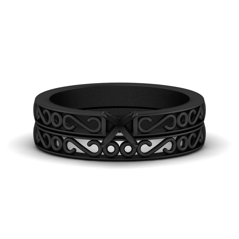 Semi Mount Filigree Single Stone Wedding Set