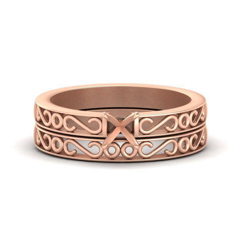 Semi Mount Filigree Single Stone Wedding Set