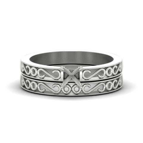 Semi Mount Filigree Single Stone Wedding Set