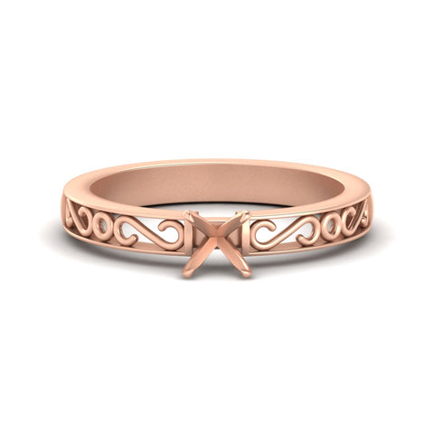 Semi Mount Filigree Single Stone Ring