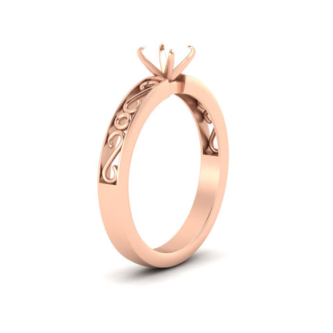 Semi Mount Filigree Single Stone Ring