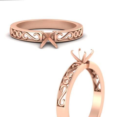 Semi Mount Filigree Single Stone Ring