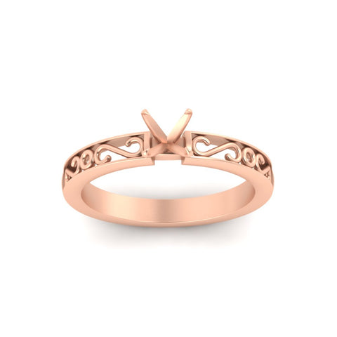Semi Mount Filigree Single Stone Ring