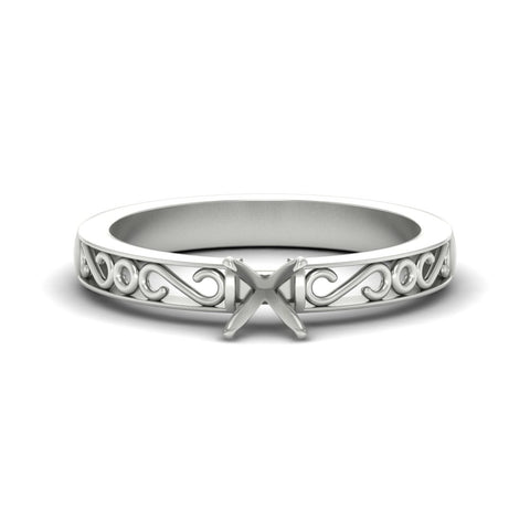 Semi Mount Filigree Single Stone Ring