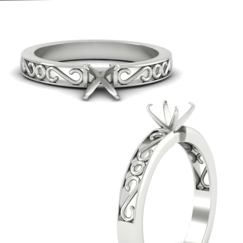 Semi Mount Filigree Single Stone Ring