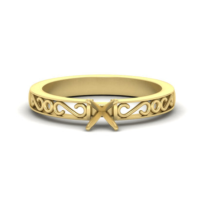 Semi Mount Filigree Single Stone Ring