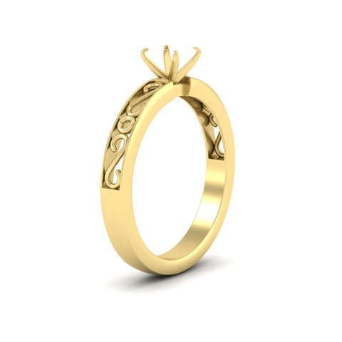 Semi Mount Filigree Single Stone Ring