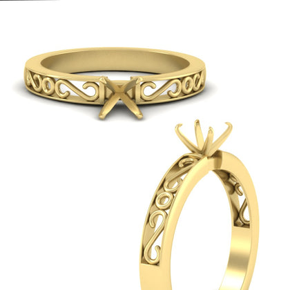 Semi Mount Filigree Single Stone Ring