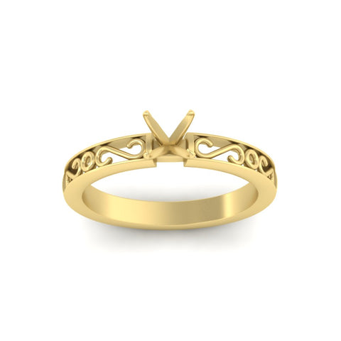 Semi Mount Filigree Single Stone Ring