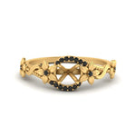 Load image into Gallery viewer, semi-mount-floral-halo-black-diamond-engagement-ring-in-FD10057SMRGBLACKANGLE3-NL-YG
