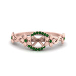 Load image into Gallery viewer, semi-mount-floral-halo-emerald-engagement-ring-in-FD10057SMRGEMGRANGLE3-NL-RG

