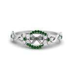 Load image into Gallery viewer, semi-mount-floral-halo-emerald-engagement-ring-in-FD10057SMRGEMGRANGLE3-NL-WG
