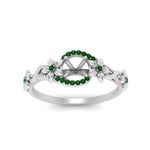 Load image into Gallery viewer, semi-mount-floral-halo-emerald-engagement-ring-in-FD10057SMRGEMGRANGLE3-NL-WG

