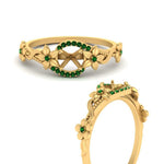Load image into Gallery viewer, semi-mount-floral-halo-emerald-engagement-ring-in-FD10057SMRGEMGRANGLE3-NL-YG

