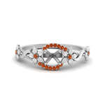 Load image into Gallery viewer, semi-mount-floral-halo-orange-sapphire-engagement-ring-in-FD10057SMRGSAORANGLE3-NL-WG
