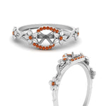 Load image into Gallery viewer, semi-mount-floral-halo-orange-sapphire-engagement-ring-in-FD10057SMRGSAORANGLE3-NL-WG
