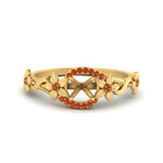 Load image into Gallery viewer, semi-mount-floral-halo-orange-sapphire-engagement-ring-in-FD10057SMRGSAORANGLE3-NL-YG
