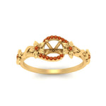 Load image into Gallery viewer, semi-mount-floral-halo-orange-sapphire-engagement-ring-in-FD10057SMRGSAORANGLE3-NL-YG
