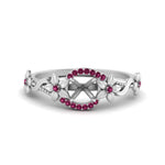 Load image into Gallery viewer, semi-mount-floral-halo-pink-sapphire-engagement-ring-in-FD10057SMRGSADRPIANGLE3-NL-WG
