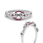 Load image into Gallery viewer, semi-mount-floral-halo-pink-sapphire-engagement-ring-in-FD10057SMRGSADRPIANGLE3-NL-WG
