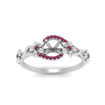 Load image into Gallery viewer, semi-mount-floral-halo-pink-sapphire-engagement-ring-in-FD10057SMRGSADRPIANGLE3-NL-WG
