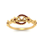 Load image into Gallery viewer, semi-mount-floral-halo-ruby-engagement-ring-in-FD10057SMRGRUDRANGLE3-NL-YG
