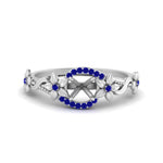 Load image into Gallery viewer, semi-mount-floral-halo-sapphire-engagement-ring-in-FD10057SMRGSABLANGLE3-NL-WG
