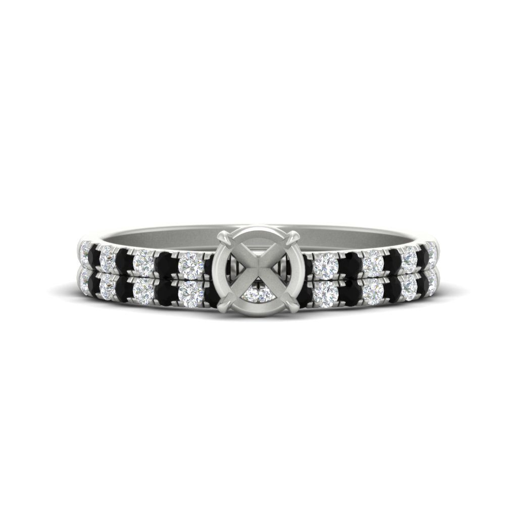 Semi Mount French Pave Diamond Wedding Ring Set
