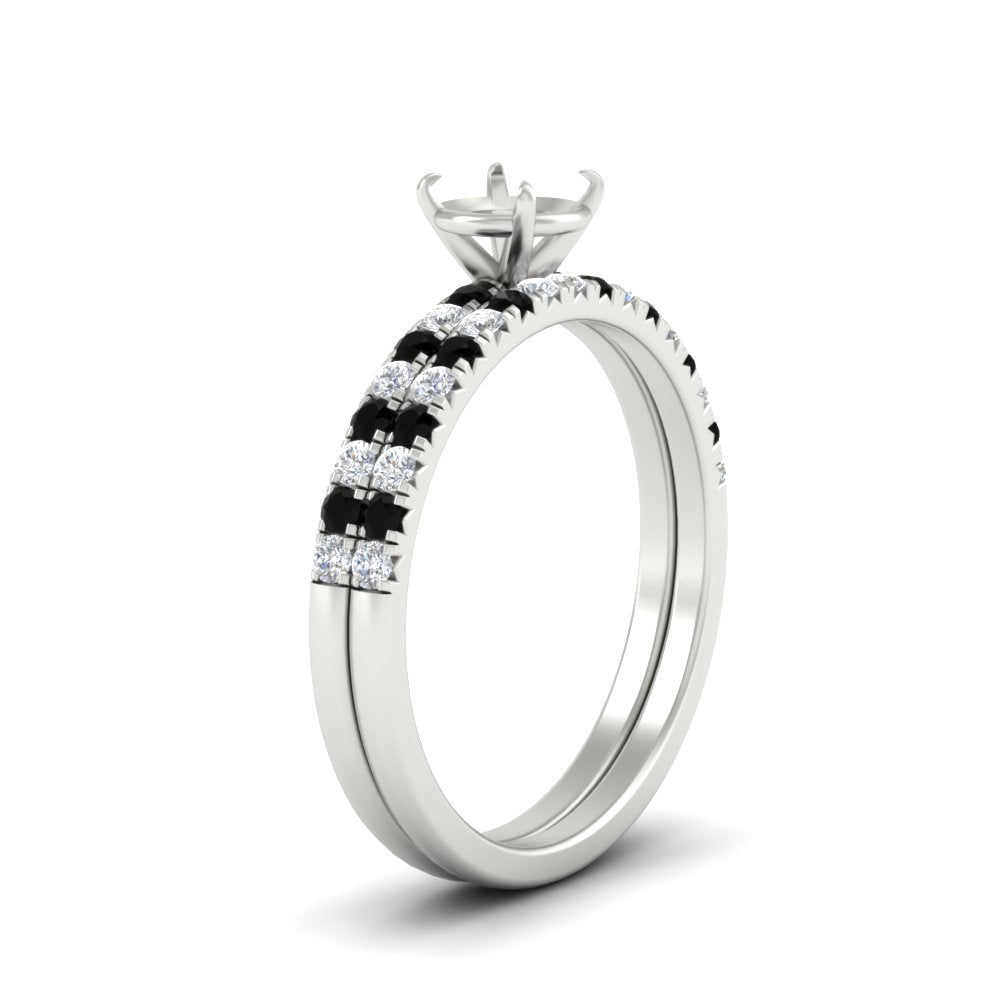 Semi Mount French Pave Diamond Wedding Ring Set