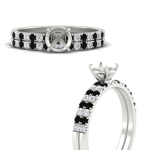 Semi Mount French Pave Diamond Wedding Ring Set