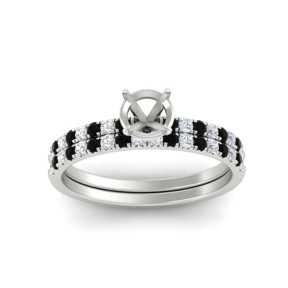 Semi Mount French Pave Diamond Wedding Ring Set