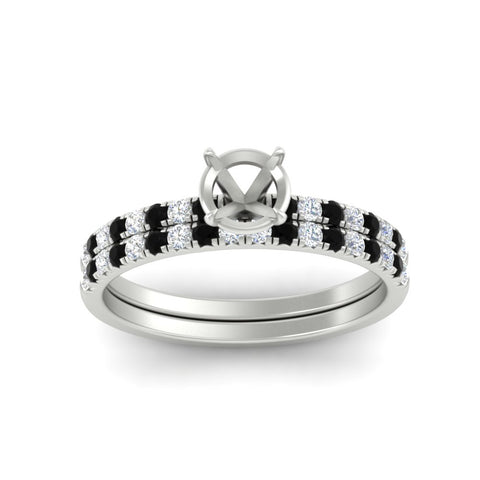Semi Mount French Pave Diamond Wedding Ring Set