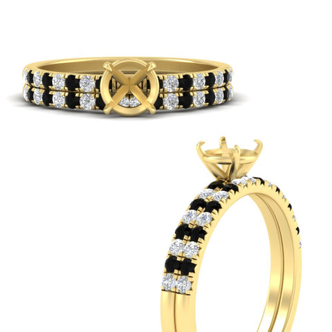 Semi Mount French Pave Diamond Wedding Ring Set