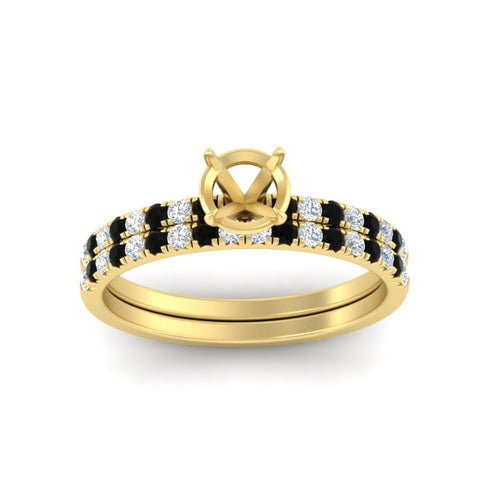 Semi Mount French Pave Diamond Wedding Ring Set