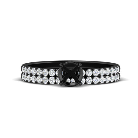 Semi Mount French Pave Diamond Wedding Ring Set
