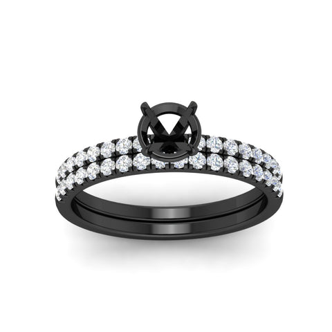 Semi Mount French Pave Diamond Wedding Ring Set