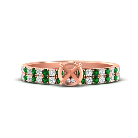 Semi Mount French Pave Diamond Wedding Ring Set