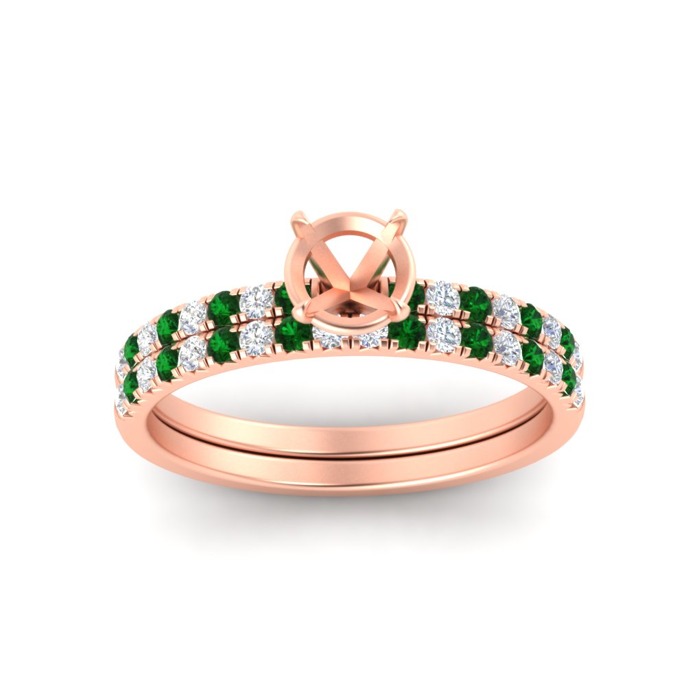 Semi Mount French Pave Diamond Wedding Ring Set