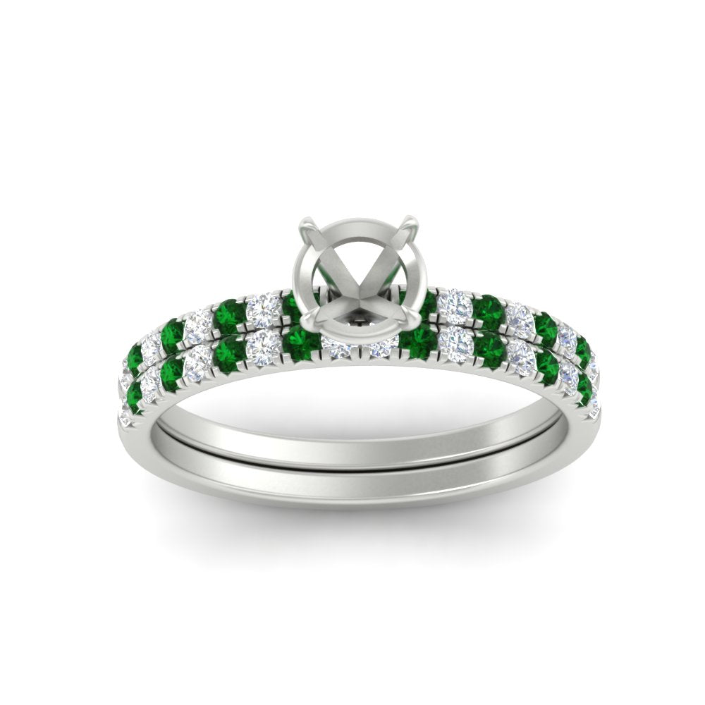 Semi Mount French Pave Diamond Wedding Ring Set