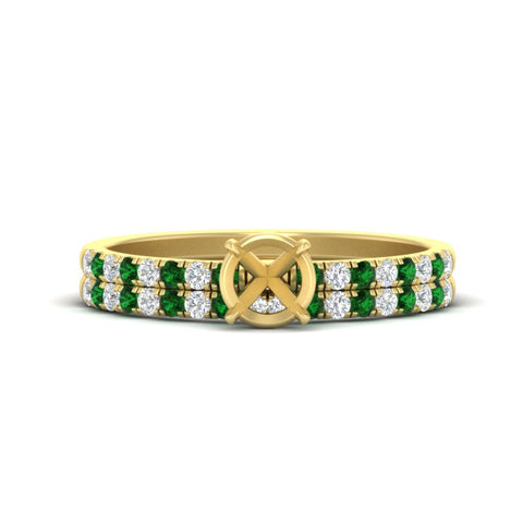 Semi Mount French Pave Diamond Wedding Ring Set