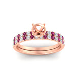 Load image into Gallery viewer, Semi Mount French Pave Diamond Wedding Ring Set
