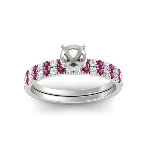 Semi Mount French Pave Diamond Wedding Ring Set